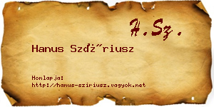 Hanus Szíriusz névjegykártya